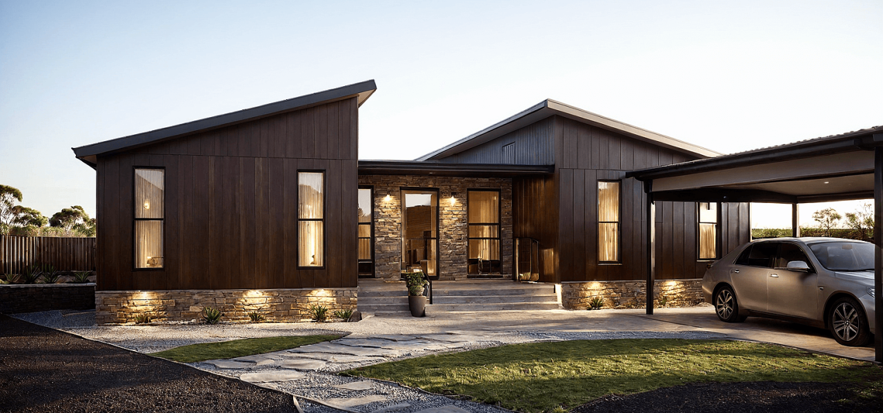Courtyard Render - Timber and stackstone centre module